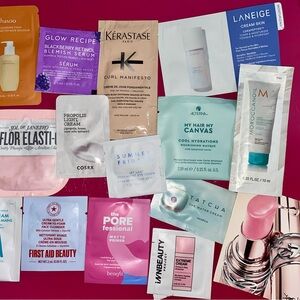 Lot Of 15 Sephora Samples Tatcha YSL  Laneige Kerastase Moroccan oil Benefit NEW